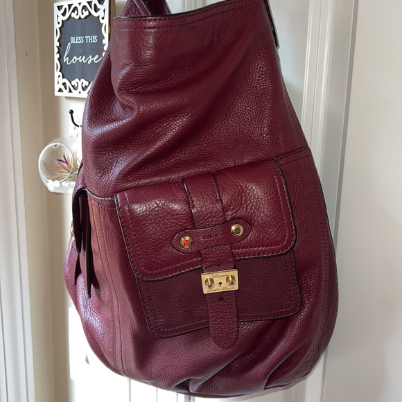 Ralph Lauren leather maroon berry burgundy large hobo bag purse Governors Lodge - Picture 10 of 17